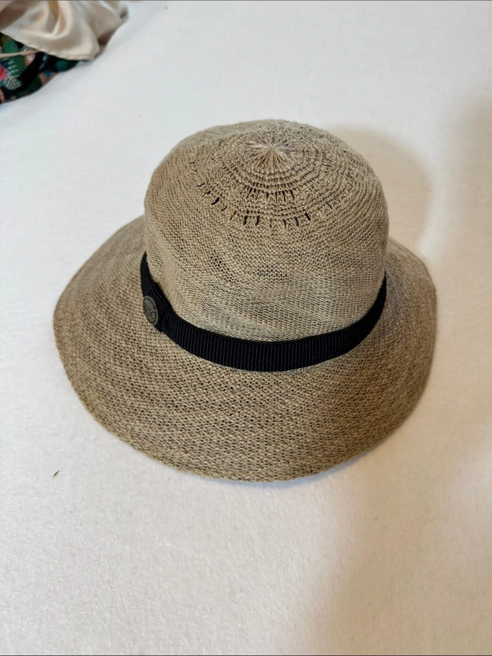Shikreen Hat Packable Sun Hat Beige Black Trim Cotton Polyester Blend - Picture 2 of 5